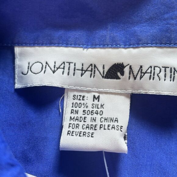 Jonathan Martin Royal Vintage Blue Silk Button up Blouse Women's Size Medium NWT - Picture 7 of 11
